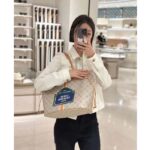 Louis Vuitton LV Unisex Neverfull MM Beige Ocher Monopaname Coated Canvas Cowhide Leather - Image 11