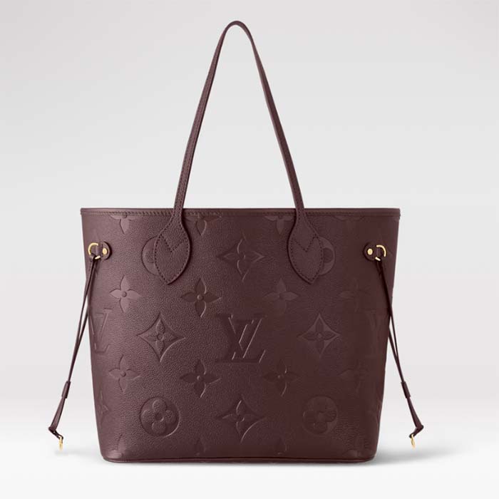 Louis Vuitton LV Unisex Neverfull MM Wine Red Monogram Empreinte Embossed Grained Cowhide Leather