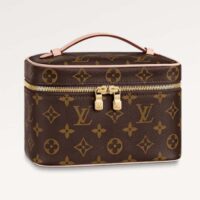 Louis Vuitton LV Unisex Nice Mini Toiletry Pouch Monogram Coated Canvas Natural Cowhide Leather (1)