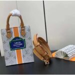 Louis Vuitton LV Unisex Petit Sac Plat Bag Beige Ocher Monopaname Coated Canvas Cowhide Leather - immagine 6