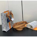 Louis Vuitton LV Unisex Petit Sac Plat Bag Beige Ocher Monopaname Coated Canvas Cowhide Leather - immagine 9