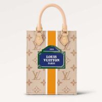 Louis Vuitton LV Unisex Petit Sac Plat Bag Beige Ocher Monopaname Coated Canvas Cowhide Leather (2)