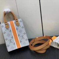 Louis Vuitton LV Unisex Petit Sac Plat Bag Beige Ocher Monopaname Coated Canvas Cowhide Leather (2)