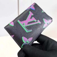 Louis Vuitton LV Unisex Pocket Organizer Black Borealis Calf Leather Textile Lining (5)