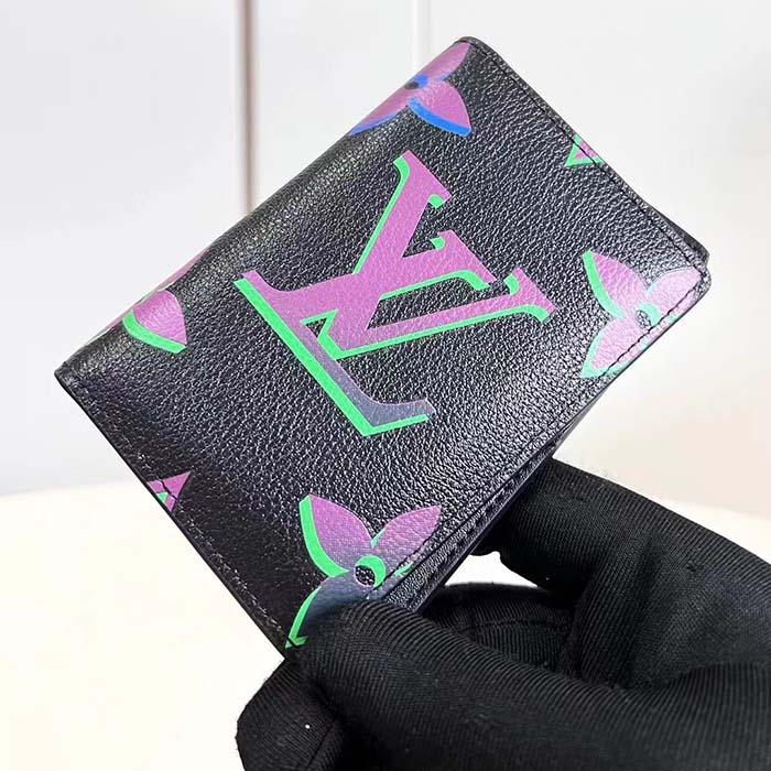 Louis Vuitton LV Unisex Pocket Organizer Black Borealis Calf Leather Textile Lining (2)