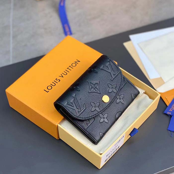 Louis Vuitton LV Unisex Rosalie Coin Purse Black Monogram Empreinte Embossed Supple Grained Cowhide Leather (8)