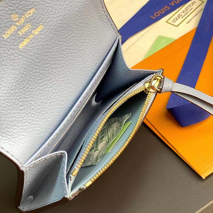 Louis Vuitton LV Unisex Rosalie Coin Purse Blue Monogram Empreinte Embossed Supple Grained Cowhide Leather (10)