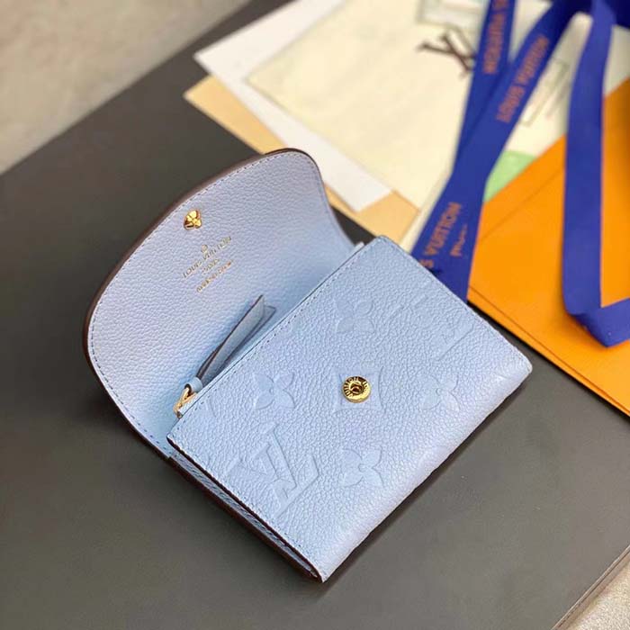 Louis Vuitton LV Unisex Rosalie Coin Purse Blue Monogram Empreinte Embossed Supple Grained Cowhide Leather (6)