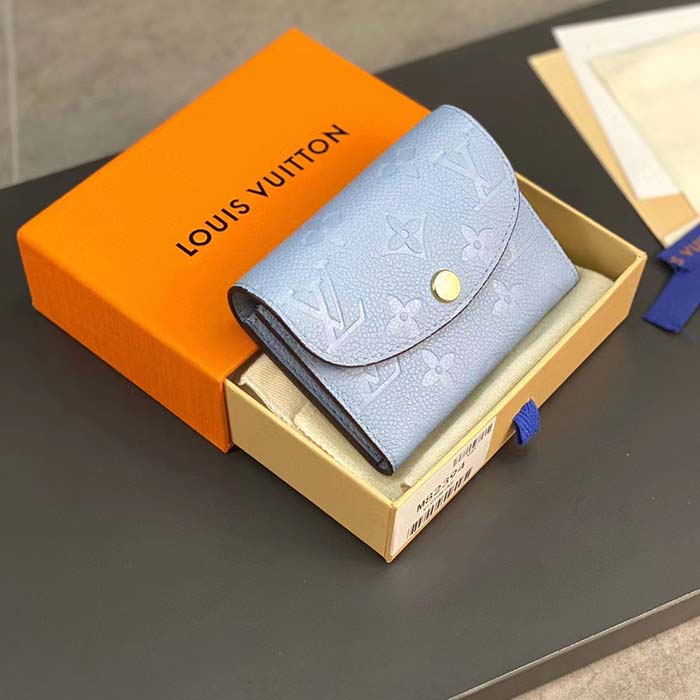 Louis Vuitton LV Unisex Rosalie Coin Purse Blue Monogram Empreinte Embossed Supple Grained Cowhide Leather (7)