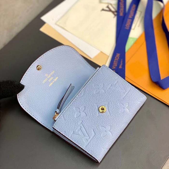 Louis Vuitton LV Unisex Rosalie Coin Purse Blue Monogram Empreinte Embossed Supple Grained Cowhide Leather (9)