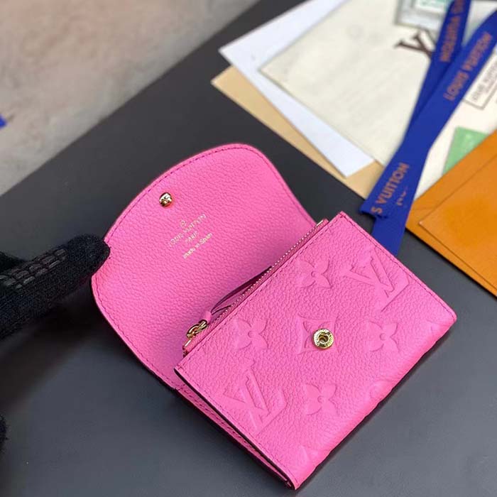 Louis Vuitton LV Unisex Rosalie Coin Purse Pink Monogram Empreinte Embossed Supple Grained Cowhide Leather (10)
