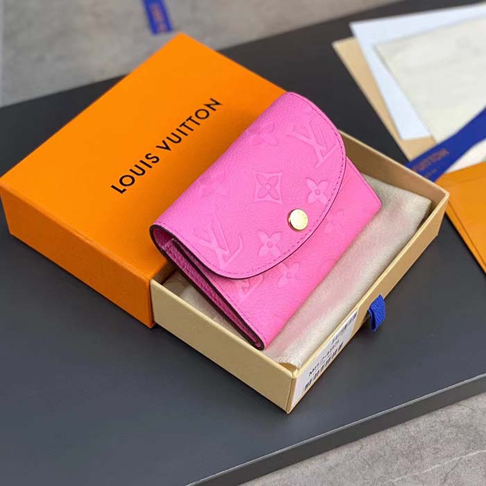 Louis Vuitton LV Unisex Rosalie Coin Purse Pink Monogram Empreinte Embossed Supple Grained Cowhide Leather (6)