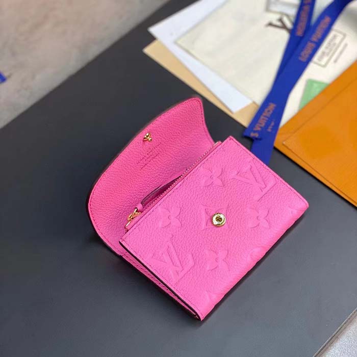 Louis Vuitton LV Unisex Rosalie Coin Purse Pink Monogram Empreinte Embossed Supple Grained Cowhide Leather (8)