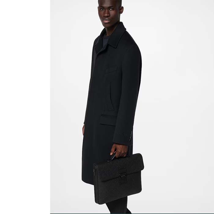 Louis Vuitton LV Unisex S Lock Briefcase Black Taurillon Monogram Embossed Cowhide Leather (13)