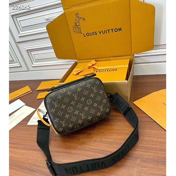 Louis Vuitton LV Unisex S Lock Messenger Black Monogram Macassar Coated Canvas Epi Leather (11)