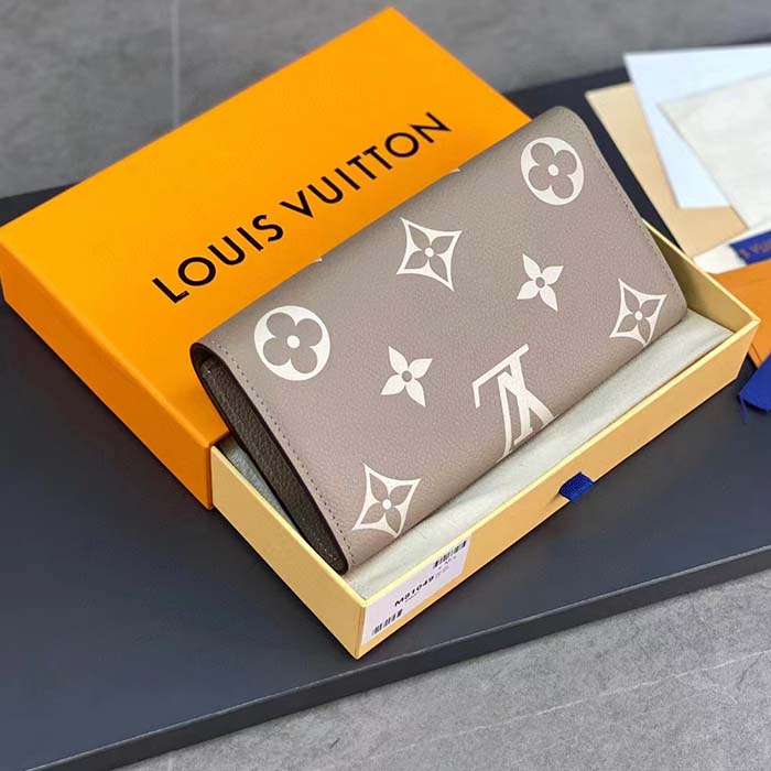 Louis Vuitton LV Unisex Sarah Wallet Cream Monogram Empreinte Embossed Supple Grained Cowhide Leather (2)