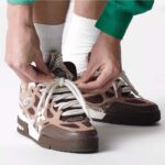 Louis Vuitton LV Unisex Skate Sneaker Brown Mesh Python-Like Embossed Leather Double Laces Rubber – Bild 14