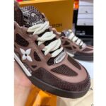 Louis Vuitton LV Unisex Skate Sneaker Brown Mesh Python-Like Embossed Leather Double Laces Rubber – Bild 3