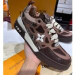 Louis Vuitton LV Unisex Skate Sneaker Brown Mesh Python-Like Embossed Leather Double Laces Rubber – Bild 5