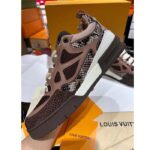 Louis Vuitton LV Unisex Skate Sneaker Brown Mesh Python-Like Embossed Leather Double Laces Rubber – Bild 6