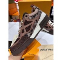 Louis Vuitton LV Unisex Skate Sneaker Brown Mesh Python-Like Embossed Leather Double Laces Rubber (13)