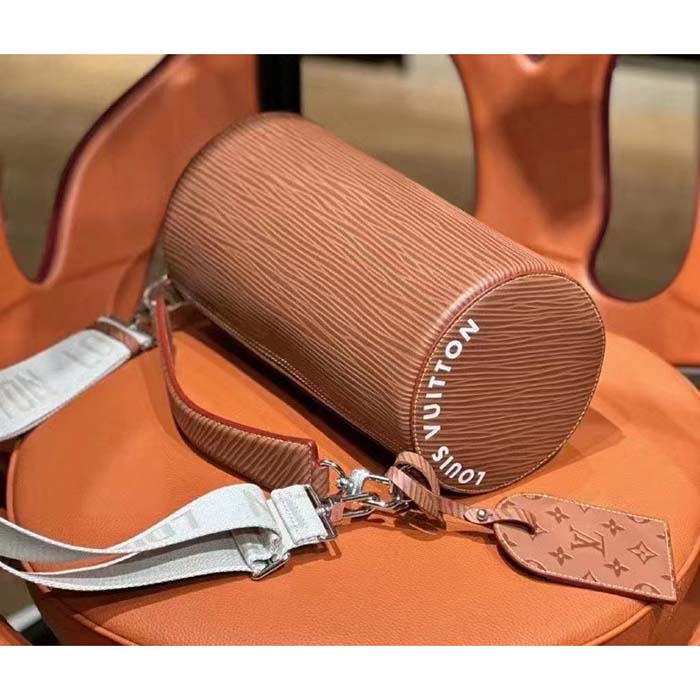 Louis Vuitton LV Unisex Soft Polochon MM Cognac Calf Leather Textile Lining (1)