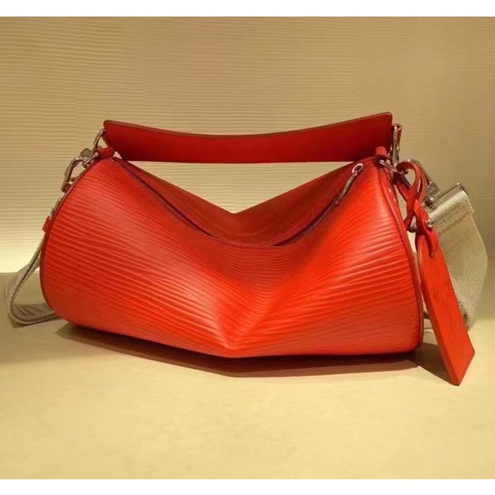 Louis Vuitton LV Unisex Soft Polochon MM Vermillion Red Epi XL Grained Cowhide Leather (12)
