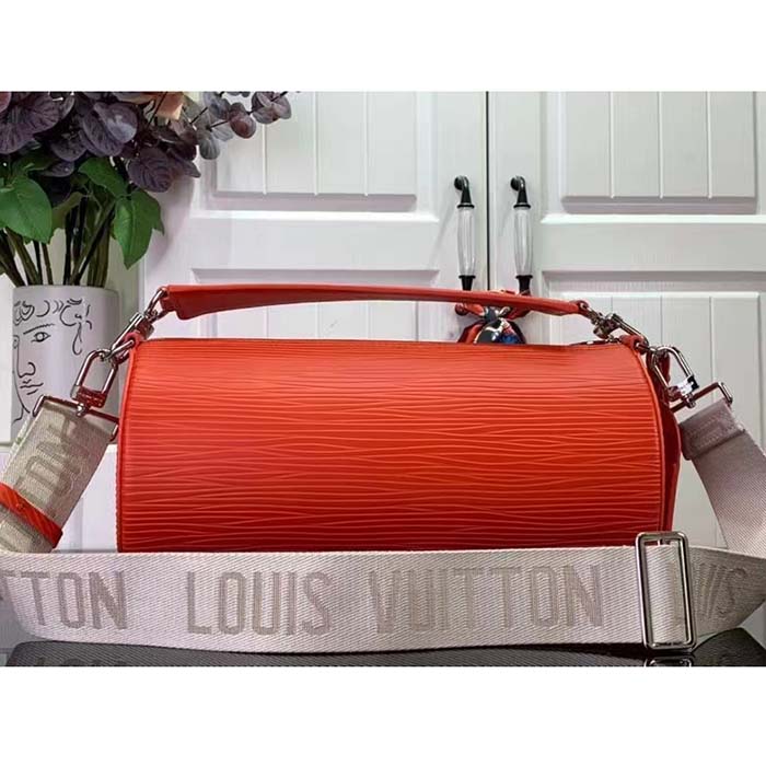 Louis Vuitton LV Unisex Soft Polochon MM Vermillion Red Epi XL Grained Cowhide Leather (14)