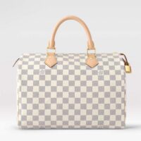 Louis Vuitton LV Unisex Speedy 30 Damier Azur Coated Canvas Natural Cowhide Leather (1)