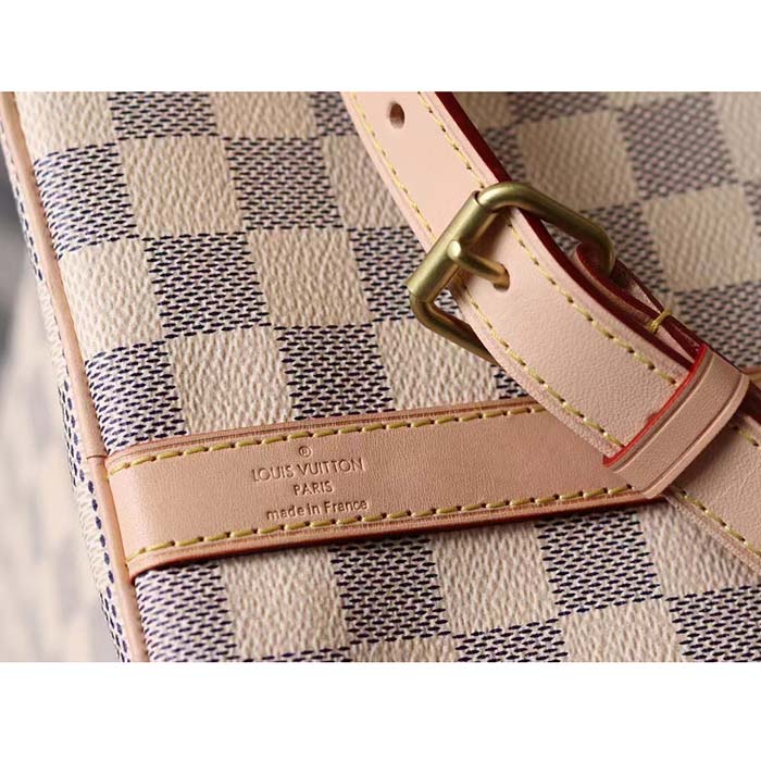 Louis Vuitton LV Unisex Speedy 30 Damier Azur Coated Canvas Natural Cowhide Leather (10)