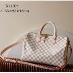 Louis Vuitton LV Unisex Speedy 30 Damier Azur Coated Canvas Natural Cowhide Leather - Image 3