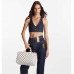 Louis Vuitton LV Unisex Speedy 30 Damier Azur Coated Canvas Natural Cowhide Leather - Image 12