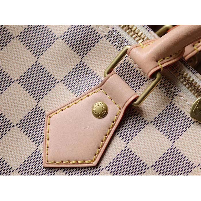 Louis Vuitton LV Unisex Speedy 30 Damier Azur Coated Canvas Natural Cowhide Leather (5)