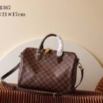 Louis Vuitton LV Unisex Speedy 30 Damier Ebene Coated Canvas Natural Cowhide Leather - Image 3