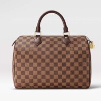 Louis Vuitton LV Unisex Speedy 30 Damier Ebene Coated Canvas Natural Cowhide Leather (11)