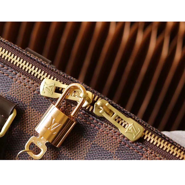 Louis Vuitton LV Unisex Speedy 30 Damier Ebene Coated Canvas Natural Cowhide Leather (12)