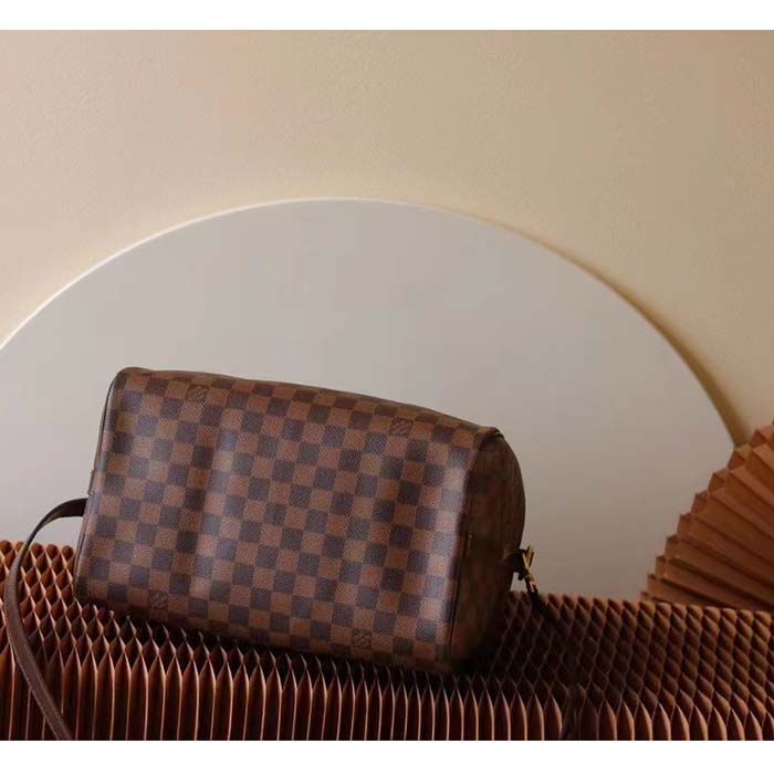 Louis Vuitton LV Unisex Speedy 30 Damier Ebene Coated Canvas Natural Cowhide Leather (3)