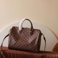 Louis Vuitton LV Unisex Speedy 30 Damier Ebene Coated Canvas Natural Cowhide Leather (11)