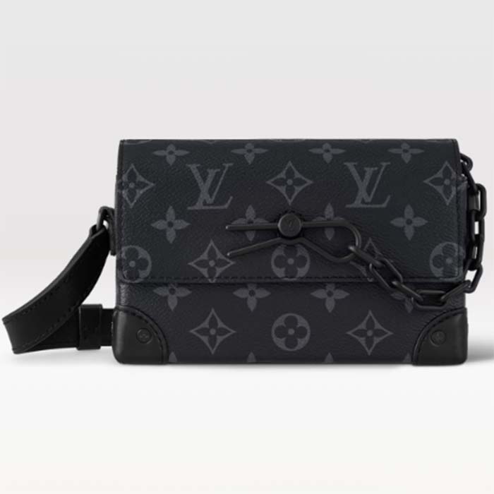 Louis Vuitton LV Unisex Steamer Wearable Wallet Black Monogram Eclipse Coated Canvas Cowhide Leather