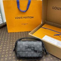 Louis Vuitton LV Unisex Steamer Wearable Wallet Black Monogram Eclipse Coated Canvas Cowhide Leather (13)