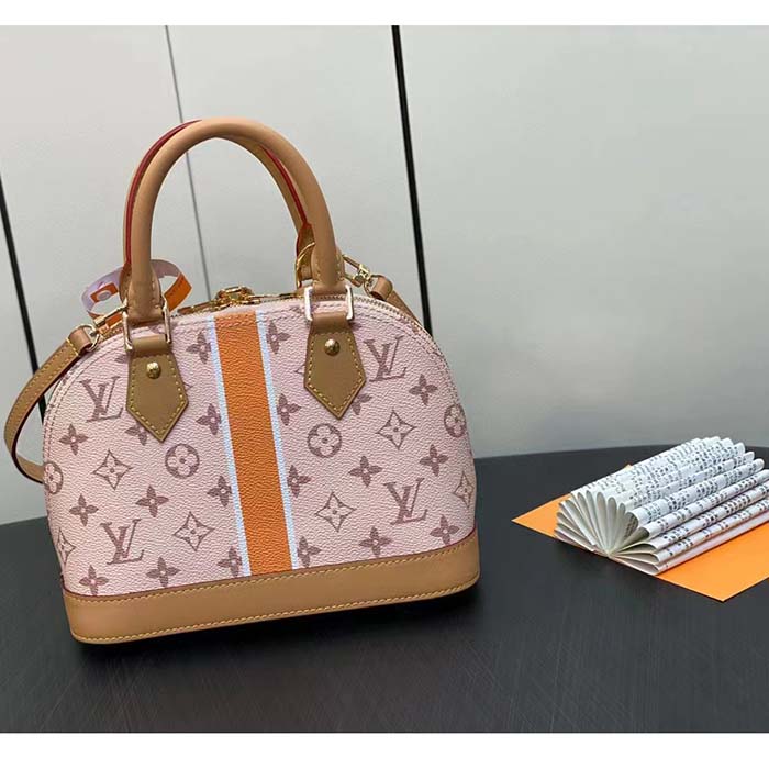 Louis Vuitton LV Women Alma BB Handbag Beige Ocher Monopaname Coated Canvas Cowhide Leather (12)