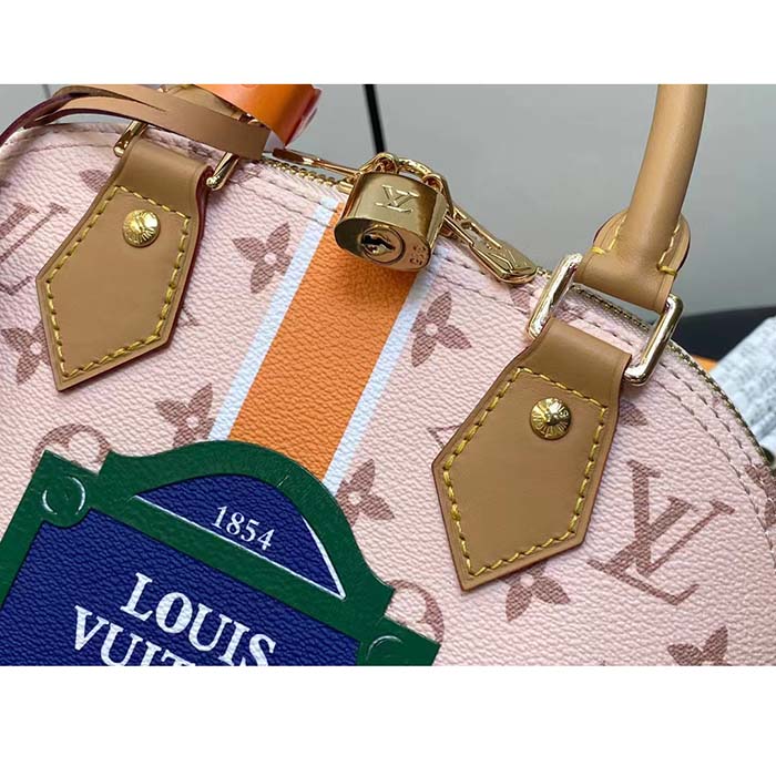 Louis Vuitton LV Women Alma BB Handbag Beige Ocher Monopaname Coated Canvas Cowhide Leather (15)