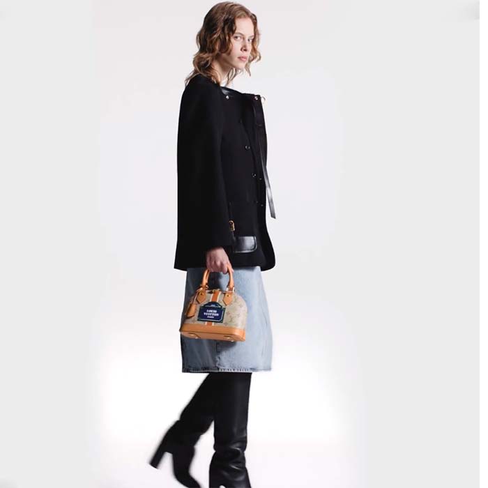 Louis Vuitton LV Women Alma BB Handbag Beige Ocher Monopaname Coated Canvas Cowhide Leather (17)