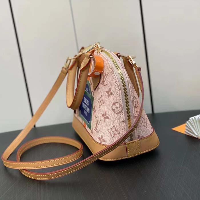 Louis Vuitton LV Women Alma BB Handbag Beige Ocher Monopaname Coated Canvas Cowhide Leather (2)