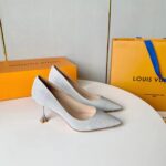 Louis Vuitton LV Women Blossom Pump Silver Textile Leather 9.5 CM Monogram Flower Heel – Bild 2