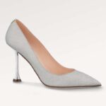 Louis Vuitton LV Damen Blossom Pump Silber Textil Leder 9,5 CM Monogramm Blumenabsatz