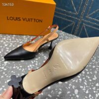 Louis Vuitton LV Women Blossom Slingback Pump Black Lambskin Strap Natural Cowhide Leather (10)