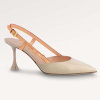 Louis Vuitton LV Women Blossom Slingback Pump Cream Patent Calf Leather Natural Cowhide (5)