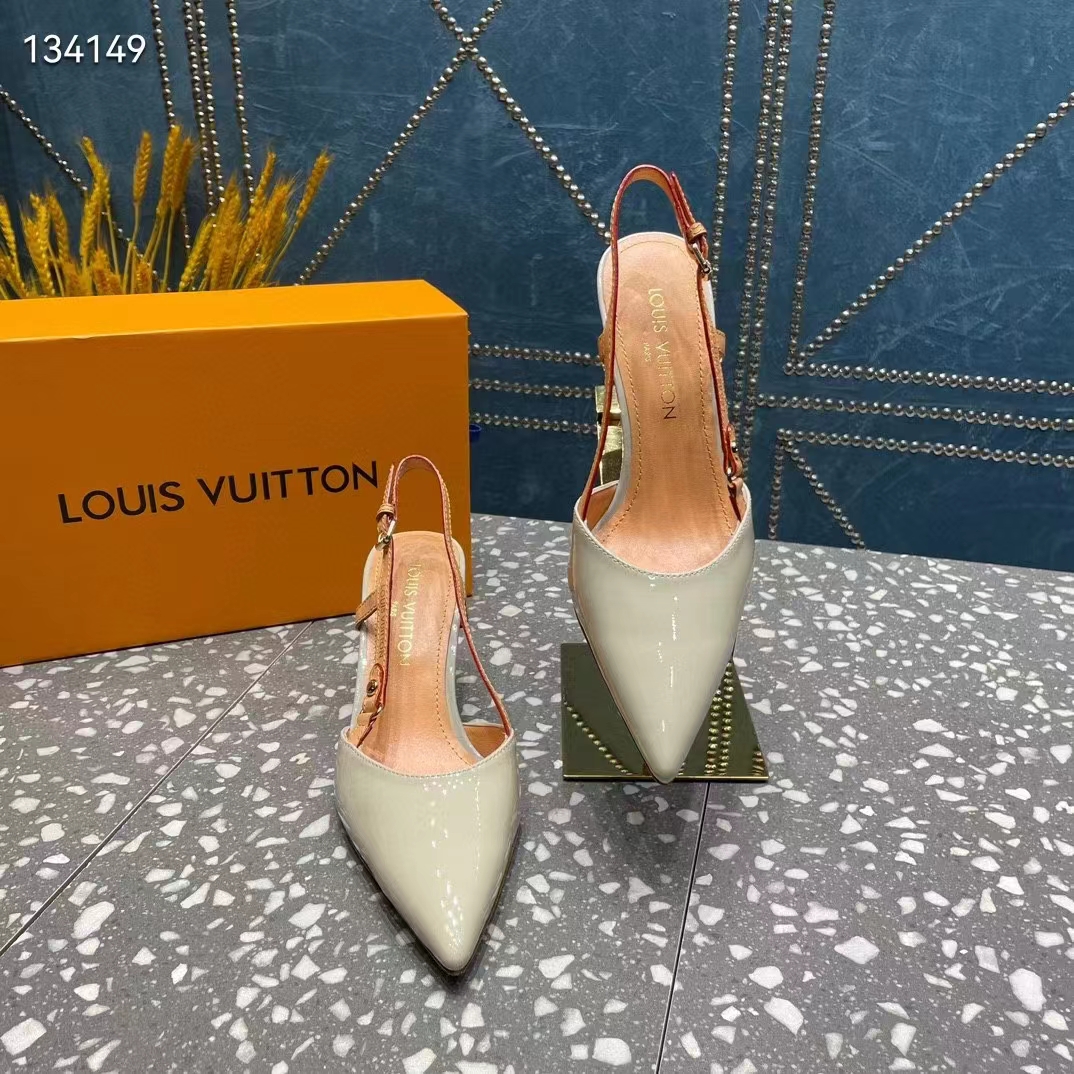Louis Vuitton LV Women Blossom Slingback Pump Cream Patent Calf Leather Natural Cowhide (9)