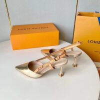 Louis Vuitton LV Women Blossom Slingback Pump Light Gold Metallic Calf Leather Cowhide (12)